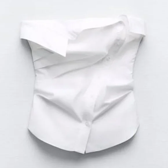 △さま専用　◯tope tubetop 白 Zara | Tops | Zara White Strapless Buttonup Top | Poshmark